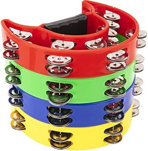 4 Pack 9" Tambourines for Adults, Tamborines Musical Instrument for Adults Church, Double Row Tambourine 20 Metal Jingles Hand Held Percussion Drum, Half Moon Handheld Tambourine