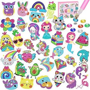 CAYUDEN 5D Kit de Diamond Painting para Niños, 33pcs Pegatinas de Pintura Diamantes 5D Unicornios Pintura Diamantes Pegatinas Kit DIY Diamond Painting Stickers Juguetes para Niña 6 8 10 12 Años