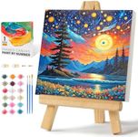 Framed Paint by Numbers Kit for Adults Beginners & Kids Ages 8-12, Starry Night Acrylic Easy Paint by Number with Frame, Watercolor Paint by Number Kits on Canvas Framed (10 * 10 Inch, without Easel)