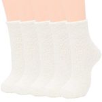 Womens Fuzzy Socks Winter Warm Fluffy Socks Athletic Outdoor Sports Socks, A (5/Milk White), Medium