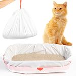 Houseables Cat Litter Box Liners, Cats Pan Bags, 30 Pk, 93.98 cm x 45.72 cm, Unscented, Jumbo Size w/Drawstrings, Holder, Kitty Waste Supplies, Extra Thick, Disposable, Easy Cleanup, Eco Friendly, Leak Proof