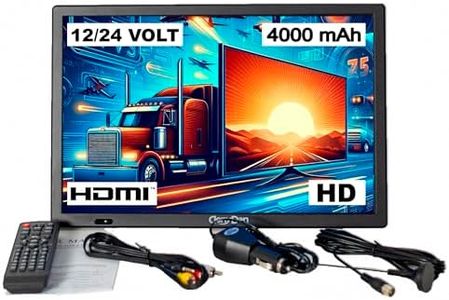 DenyDan 16-Inch Travel TV – Your Ultimate Portable Entertainment Hub for Car, RV, Truck, and Kitchen, Full HD Display, HDMI/USB/AV Inputs, 12V/24V/110V Power Options, Perfect for On-The-Go Viewing