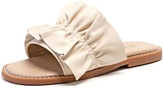 THEE BRON Princess Dress Slippers Slides Sandals for Little Girls(AA380 Little Kid,Nude/12M)