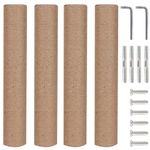 Pinkgarden 4-Pack 15.7" Cat Scratching Post Replacement - Natural Sisal Rope Scratcher Poles with M8 Screws for Indoor Cat Tower Renewal Parts, Easy to Assemble Cat Furniture Refill Parts (Nature)