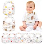 8Pack Muslin Baby Bibs Ultra Soft Absorbent - 100% Organic Cotton Baby Bandana Drool Bibs Adjustable Snaps for Infants, Newborns and Toddlers, Stylish Unisex Bandana Bibs for Teething and Drooling