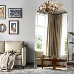 CASSILANDO Full Length Mirror 193X86cm Arched Floor Standing Mirror, Silver Full Body Mirrors Hanging or Leaning Against Wall, for Cloakroom, Bedroom, Livingroom (Silver)
