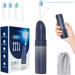 Upgraded 2-in-1 Electric Toothbrush with Water Flosser 2.0 – Ultrasonic Brushing with Built-in Water Outlet, 3+4 Modes with Point-Jet, Portable Oral Irrigator, IPX7 Waterproof, for Travel & Home