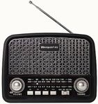 Wenpzeray D-612 Vintage Radio Portable AM FM Shortwave Band Receiver Speaker Support USB and Micro SD/TF Card MP3 Player Plug in Wall or Battery Operated for Home Outdoor for Elderly (Black)