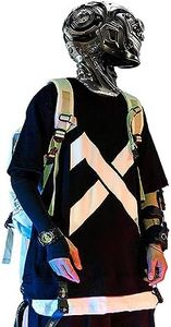 XYXIONGMAO Cyberpunk Shirt Techwear Shirts Streetwear Men Tactical Japanese Hip Hop Anime Mens Graphic Gothic Tees, Black, XXL