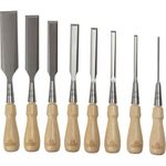 STANLEY 1-16-793 8 Piece Sweetheart Socket Chisel Set with Tool Roll , Silver/Tan Brown