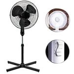 Black 16" Standing Pedestal Stand Fan Adjustable Oscillating Rotating Stay Cool 3 Speed