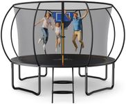 MERACH Trampoline 10ft/12ft/14ft/16ft, Outdoor Large Trampolines with Safety Net & Basket Ball, Max Load 330lb Rebounder Trampoline for Adults Family