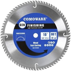 COMOWARE Circular Miter Saw Blade- 10 inch 80 Tooth, ATB Premium Tip, Anti-Vibration, 5/8 inch Arbor Light Contractor and DIY General Purpose Finishing for Wood, Laminate, Plywood & Hardwoods