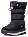 Solshine Women's Mid Calf Fur Lined Outdoor Walking Snow Boots 949 Black 5.5UK