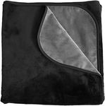 Mambe Silky Waterproof Throw for Protecting Furniture Bed Couch from Stains Caused by Dogs, Cats, Incontinence. Soft, Washable, Reversible. (Size Medium 70x70 inches, Color Black/Charcoal)