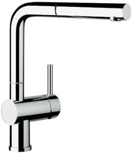 BLANCO LINUS-S | Küchenarmatur in chrom | Niederdruck | Mit herausziehbarem Schlauch | Rückflussverhinderer | Keramik Kartusche | Gesicherte Wasserqualität & wassersparend | [11x26,6x28,7 cm]