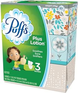 Puffs Puffs plus lotion facial tissues, 3 family boxes, 116 tissues per box, 348 Count,116 Count (Pack of 3)