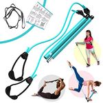 FLEXIES Portable Pilates Bar kit with FREE 8-Loop Stretch Band, Workout Videos & Exercise Manual + Posture Alignment Guide, Meal & Workout Planner (E-Book)|Adjustable Resistance & Length Pilates Stick