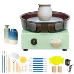 TECKZOON Mini Pottery Wheel Set, Ceramic Machine with 15 cm Double-Sided Turntable, Metal Frame, Removable Splash Guard and Pottery Tool Set, Pottery DIY Machine for Beginners