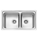 JASSFERRY Brilliant Stainless Steel Kitchen Sink 1.5 Two Square Bowl Rome Design with Strainer Waste, 860 X 500 mm