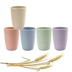 Cyberone 5pcs Unbreakable Reusable Drinking Cup for Kids Adult, Wheat Straw Biodegradable Healthy Tumbler Set 5-Multicolor, Dishwasher Safe