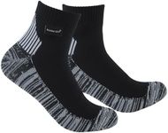 RANDY SUN Waterproof Hiking Socks, Womens Youth Moisture Wicking Winter Cushioned Trekking Ankle Dry Socks for Soccer Jogging 1 Pair (Black&Grey, X-Small)