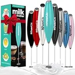 PowerLix Milk Frother Handheld Battery Operated Electric Foam Maker for Coffee, Latte, Cappuccino, Hot Chocolate, Durable Mini Drink Mixer with Stainless Steel Whisk, No Stand