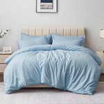 Aisbo Double Duvet Covers Set Spa Blue - 3Pcs Bedding Set Double Bed Soft Brushed Microfiber Quilt Cover with 2 Pillowcases