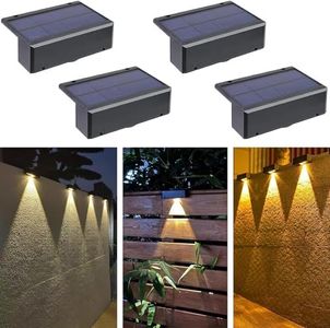 SMY Lighting Solar Deck Lights Outdoor,4 Pack Solar Fence Lights, Warm White Solar Wall Lights,Waterpoof Led Illuminate Lighting for Yard Railing Stair Patio Decor