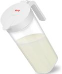 Domensi Breast Milk Pitcher 37 oz Large Breastmilk Pitcher with Locked Lid U Shaped Spout Handle Heavy Duty Airtight Leak Proof Breastmilk Storage Container for Fridge Home