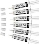 Finisolva Diamond Polishing Compound Kit of 6 Polishing Lapping Paste 80,000 to 450 Grit for Glass Watch Marble Metal Resin Rock Jewelry Etc. High Concentration Diamond Powder Scratch Remover Repair