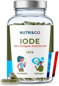 Iode d'Algue Marine Bio - Poudre d'Algue Naturelle Breveté PureSea® - 150µg par gélule - Soutien de la Thyroïde & Fonction Cognitive - 120 gélules Vegan - Nutri&Co - Fabriqué en France