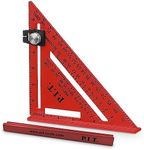 P.I.T. 7" Carpenter's Triangle Square with Paddles, High-Grade Aluminum Alloy Rafter Square, Triangle Ruler Protractor for Woodworking and Carpentry Measuring Layout Tool(Red)