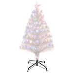 HOMCOM 3FT Pre-Lit Artificial Christmas Tree w/Fibre Optic LED Lights Holiday Home Xmas Decoration-White