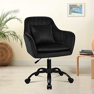 ALFORDSON Velvet Office Chair Swivel Fabric Armchair,Height Adjustable Mid-Back Task Chair for Kids Adult Study Work, Computer Desk Chair Modern Home Office Gaming Chair (Black)