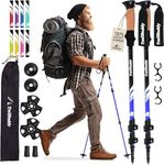 TrailBuddy Lightweight Trekking Poles - 2-pc Pack Adjustable Hiking or Walking Sticks - Strong Aircraft Aluminum - Quick Adjust Flip-Lock - Cork Grip, Padded Strap (Lake Blue)
