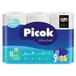 Picok Ultra Soft Toilet Tissue Paper 6Rolls (25m long, 3Ply, 219 pulls), Silky Touch, Floral & Breezy Delicate Fragrance, Made in Korea White