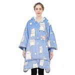 Oversized Wearable Blanket, Hooded Sweatshirt, Soft Warm Comfy Plush Hooded Blanket for Adults, One Size Fits All (Light Blue)