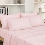 HOMEIDEAS Queen Size Bed Sheets - 6 Piece Set (Pale Pink) - Extra Soft Brushed Microfiber 1800 Bedding Sheets, Deep Pocket, Wrinkle & Fade Free