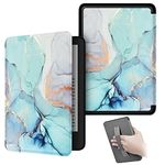 Chuupa Case for Kindle Paperwhite 6.8" (11th Generation, 2021 Release), Leather Lightweight Cover with Auto Sleep/Wake Hand-Strap, Not Compatible with Kobo/Sony 6.8inch E-Book Reader, Marble Green