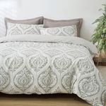 Tache Gray White Ogee Damask Moon Sky Speckled Heather Grey Modern Victorian Shabby Chic Reversible Duvet Cover King