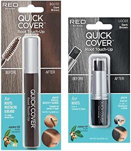 RED by Kiss Quick Cover Gray Hair Touch Up, Root Touch Up, Moisturize and Shine, Brush Type & Stick Type Set (Dark Brown)