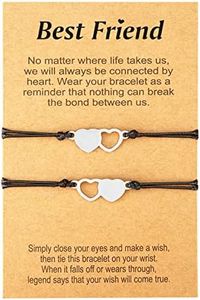 HUASAI 2/3/4/5/6 Best Friend Bracelets Friendship Bracelets for Women Matching Heart Bracelets Bff Bracelets for 2(2 Pcs
