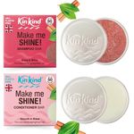 KinKind Make me SHINE! Travel Shampoo and Conditioner Bars. Up to 50 washes. Travel size shampoo toiletries set with 2 shampoo bar tins. No leakage. Ideal for holidays, gym & pool