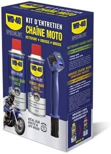 WD-40 Specialist Moto • Kit Chaîne Moto • Graisse Chaîne Moto + Nettoyant Chaîne Moto + Brosse de nettoyage