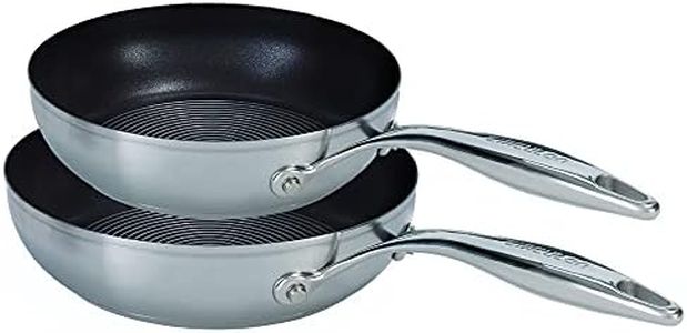 Circulon SteelShield Stainless Steel Frying Pan Set of 2 - Induction Frying Pan Set with Hybrid Non Stick 20cm & 26cm, Metal Utensil Safe and Dishwasher Safe Cookware
