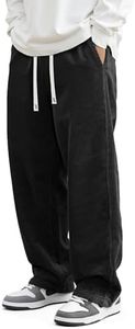 JMIERR Mens Corduroy Pants Straight Leg Baggy Joggers, Black, 4XL