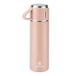 Stainless Steel Thermo 500ml/16.9oz Vacuum Insulated Bottle with Cup for Coffee Hot Drink and Cold Drink Water Flask.(Pink,Single)