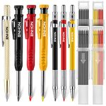 Enhon Mechanical Carpenter Pencils Set with Marker Refills and Carbide Scriber Tool, Solid Deep Hole Woodworking Pencils Marker Marking Tools with Built in Sharpener for Architect Construction