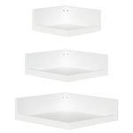 Kate and Laurel Levie Corner Shelves, Set of 2, White, Contemporary Floating Corner Wall Shelf in Multiple Sizes